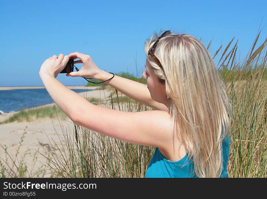 Photo of attractive blonde in the sun. Photo of attractive blonde in the sun