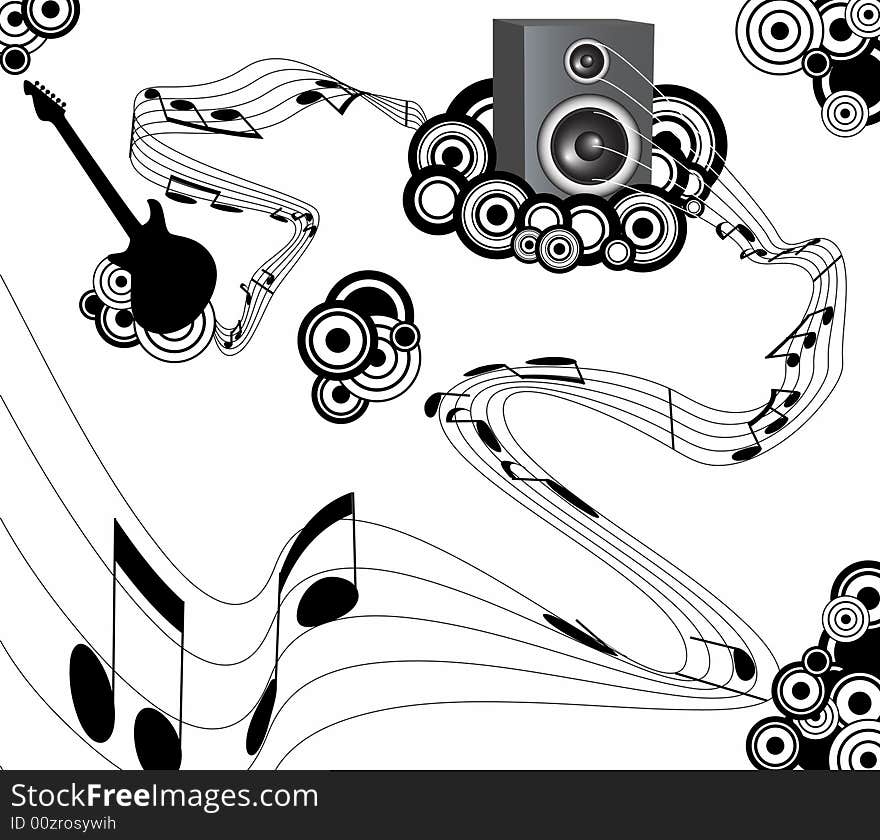 Illustration of musical background with notes