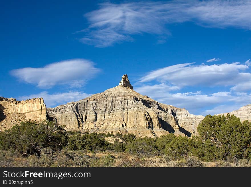 Desert mountain called Angel Peak of the American southwest