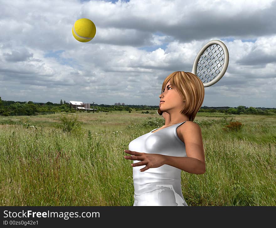 An image of a women about to hit a tennis ball whilst playing tennis. An image of a women about to hit a tennis ball whilst playing tennis.