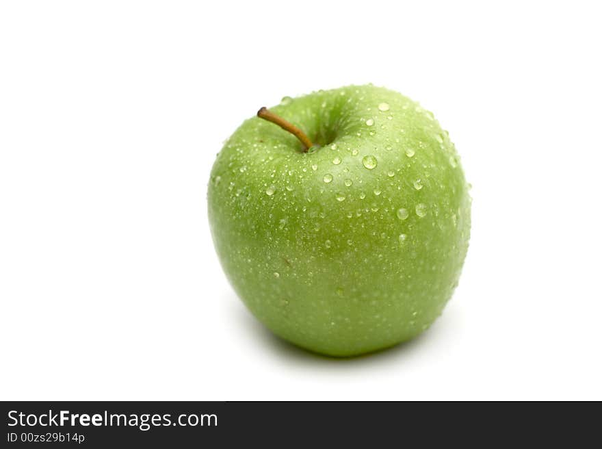 Green apple on a white background