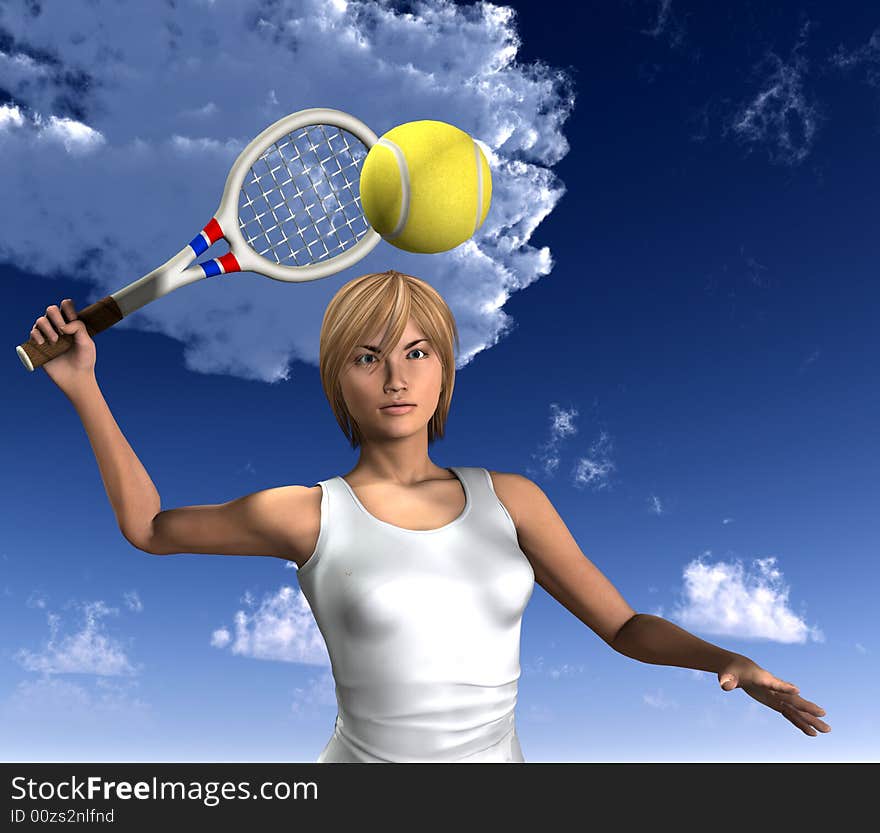 Women About To Hit Tennis Ball