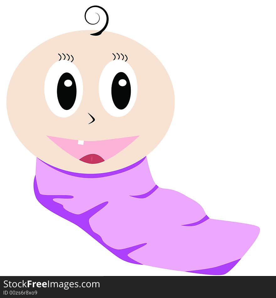 Vector illustration of a baby girl wrapped in a pink blanket. Vector illustration of a baby girl wrapped in a pink blanket