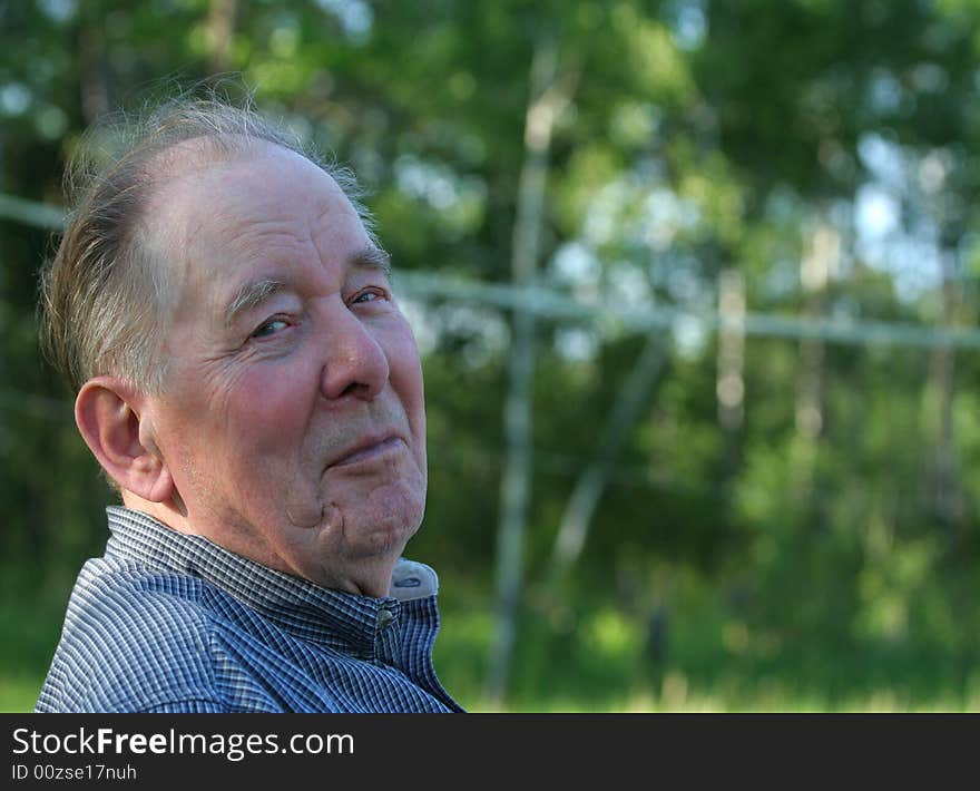 Elderly man enjoying outdoors