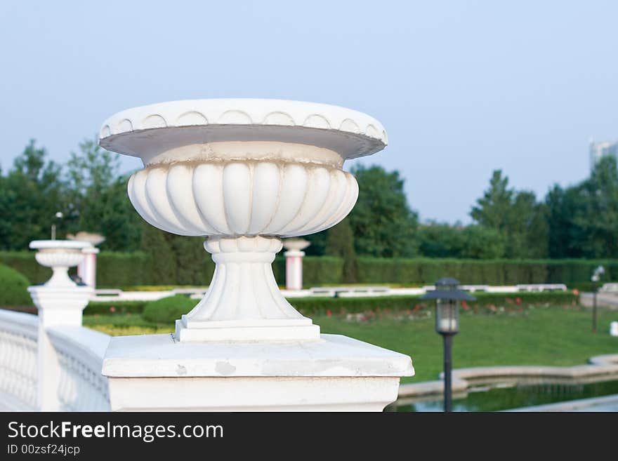 Classic balustrades in a mansion, beijing, china.