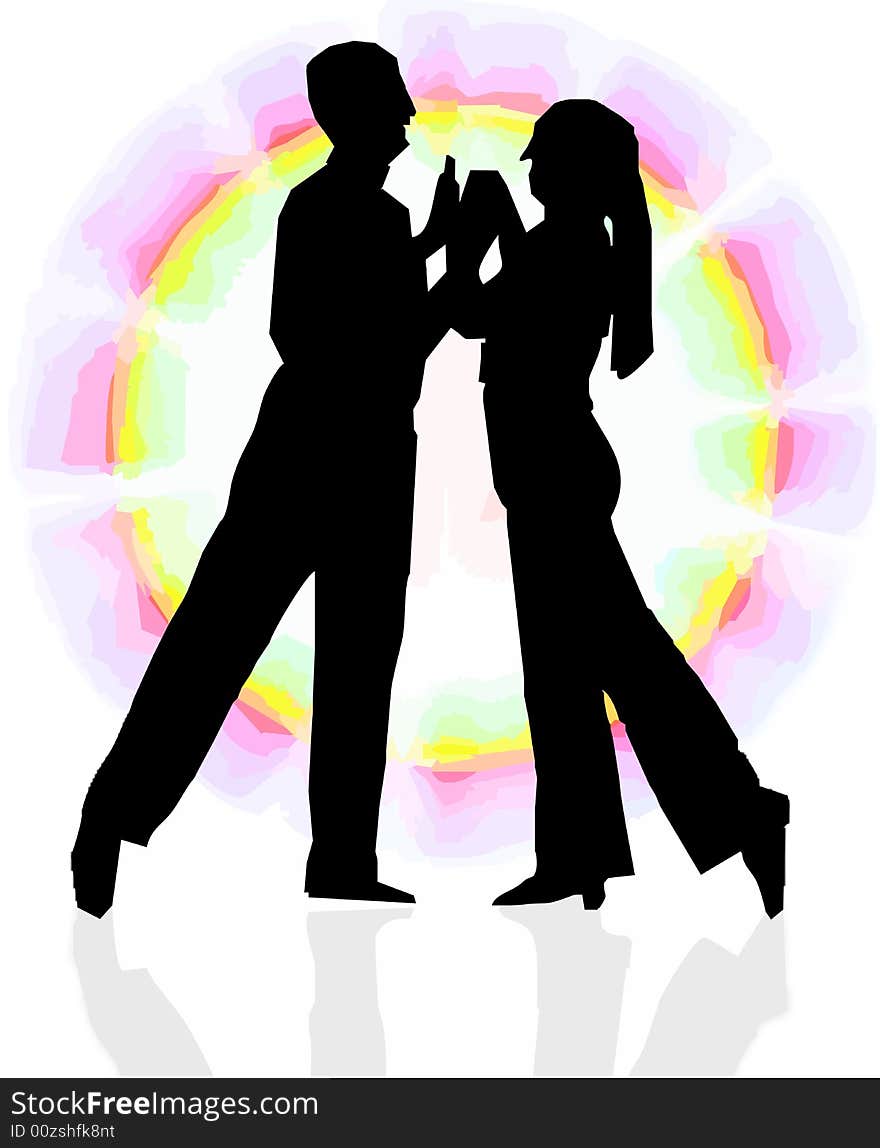 Dancing couple illustration with shadow