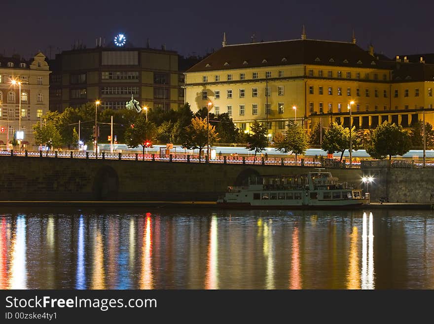 Cityscape of Prague by night - night city