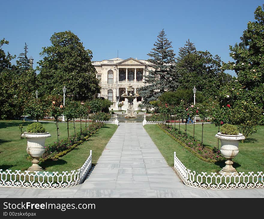 Beautiful baroque style palace to  Dolmabahce in Istanbul, residence of sultans of Ottoman empire. Beautiful baroque style palace to  Dolmabahce in Istanbul, residence of sultans of Ottoman empire