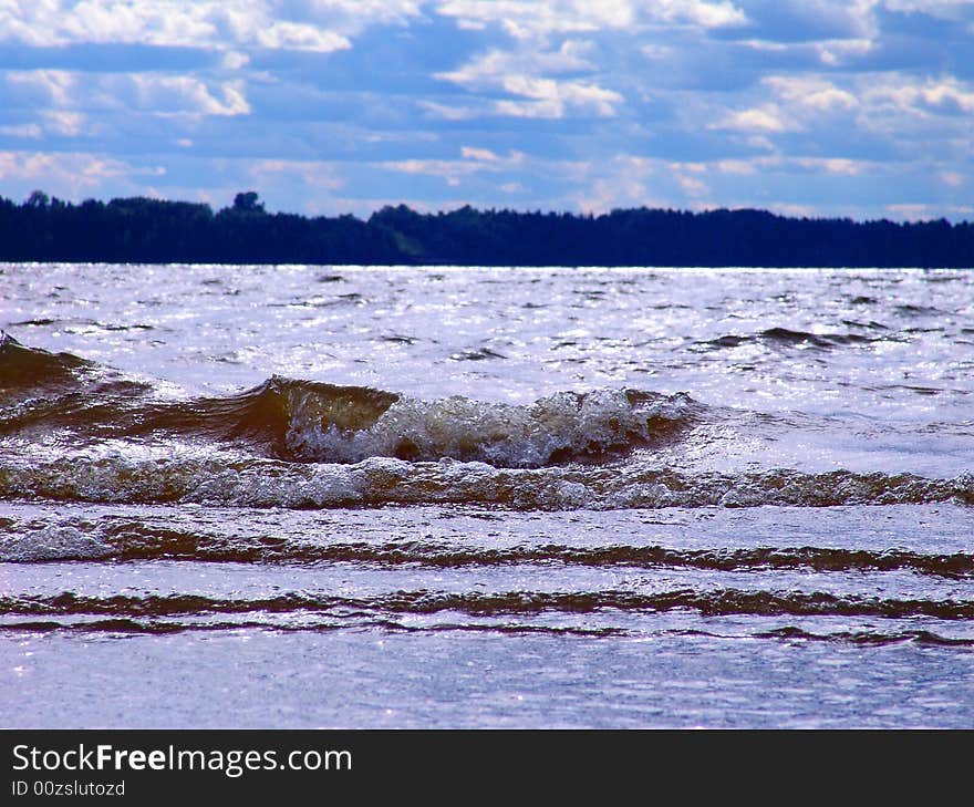 Summer, landscape with water and clouds. Summer, landscape with water and clouds