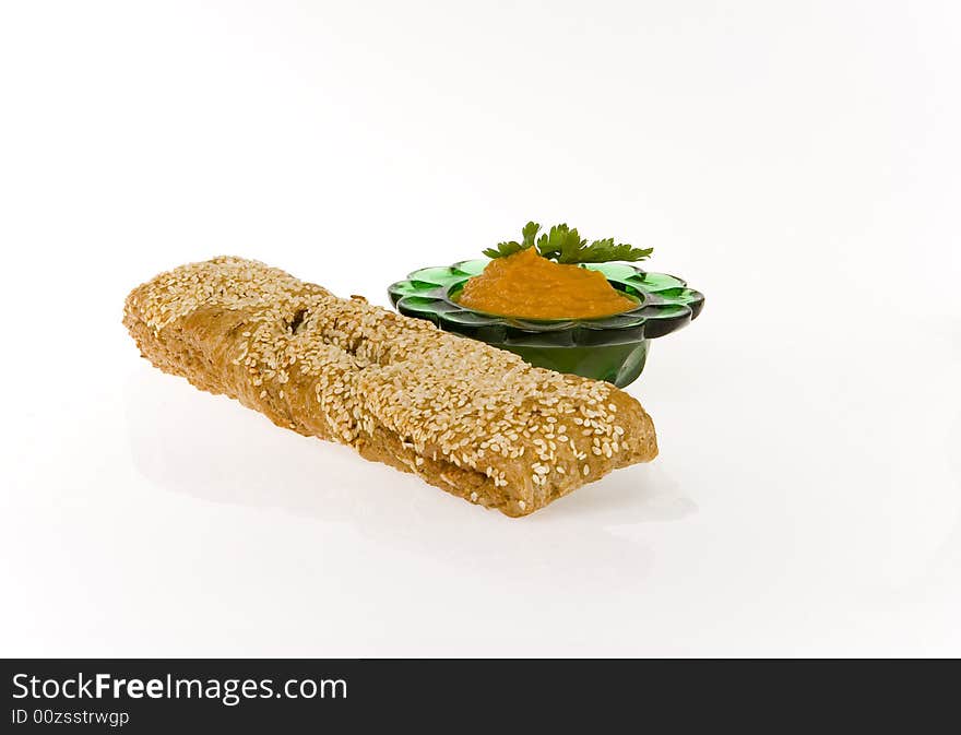 Bread stick with sauce