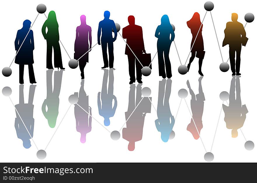 Illustration of business people and shadow