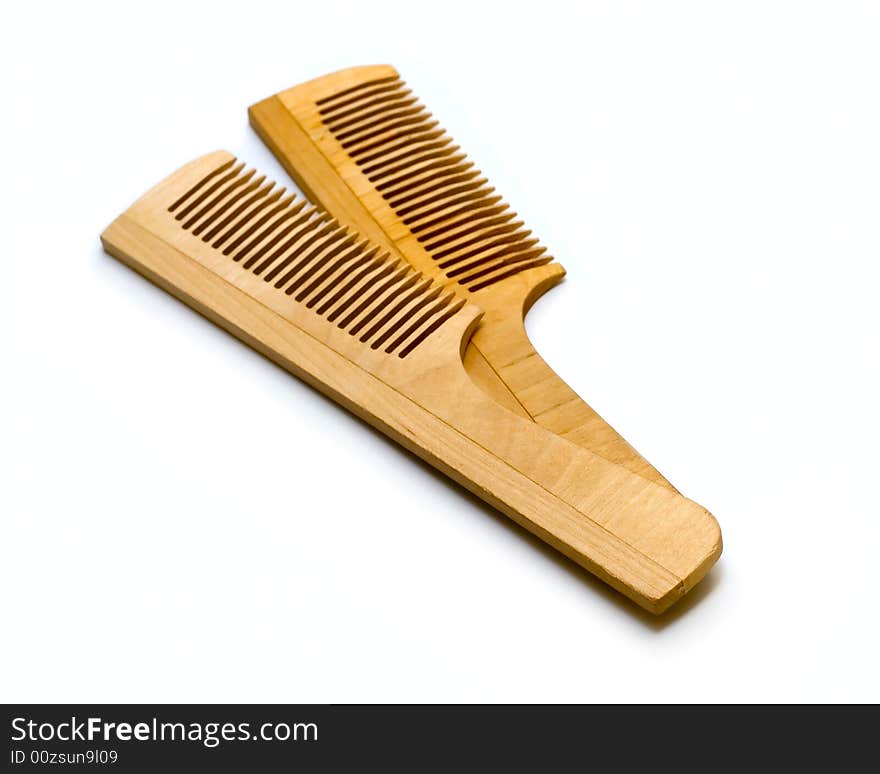 Wooden Hairbrush isolated on white