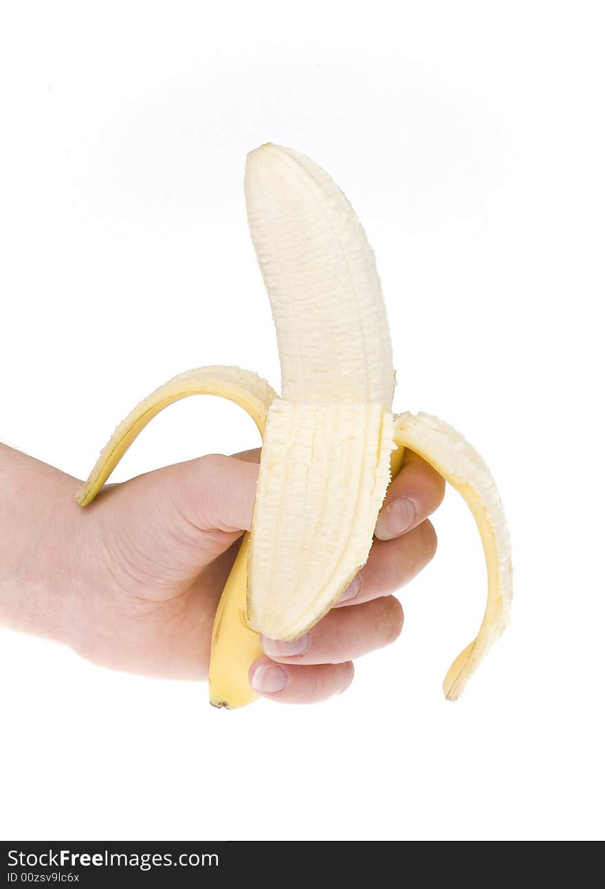 Half Peeled Banana In Hand