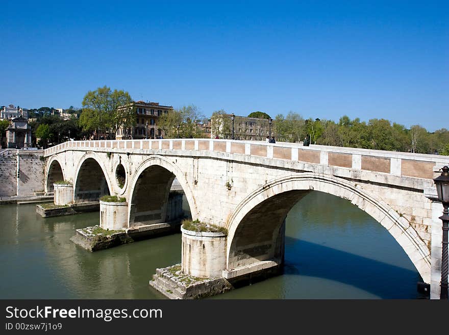 Bridge across the Tiber River, Rome, Italy