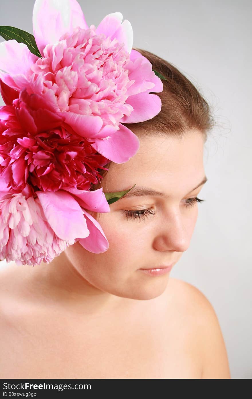 Face Of Woman With Flower