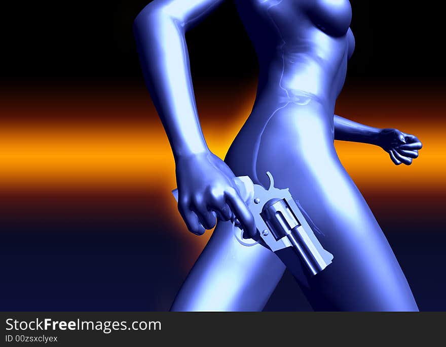 Woman torso with gun