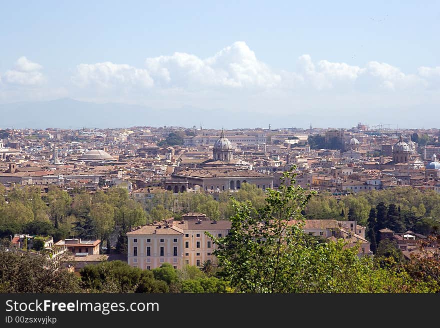 Skyline of Rome, Italy with mountains in the background. Skyline of Rome, Italy with mountains in the background