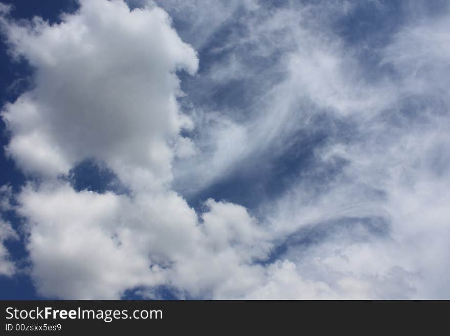 Photo of the spring solar sky with clouds