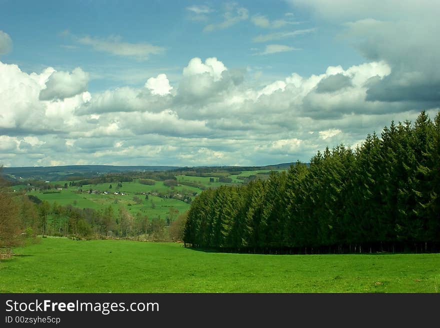 Foothill landscape under a clouded sky. Foothill landscape under a clouded sky