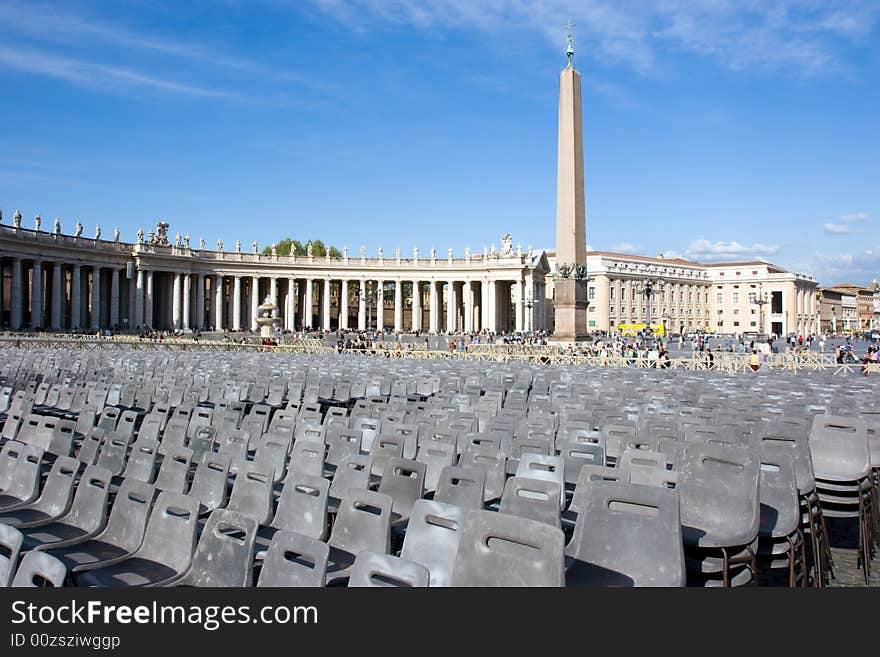 Chairs in St. Peter's Square, Vatican City, Rome, Italy