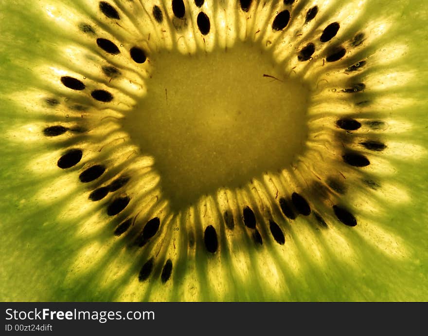 Green kiwi slice - macro shot