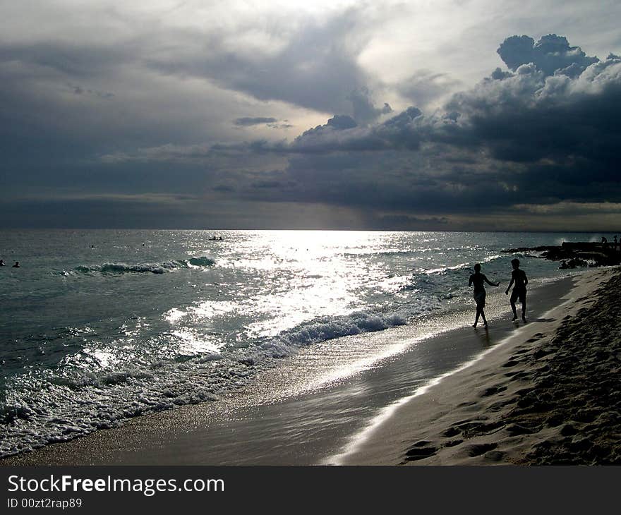 Running on the shore