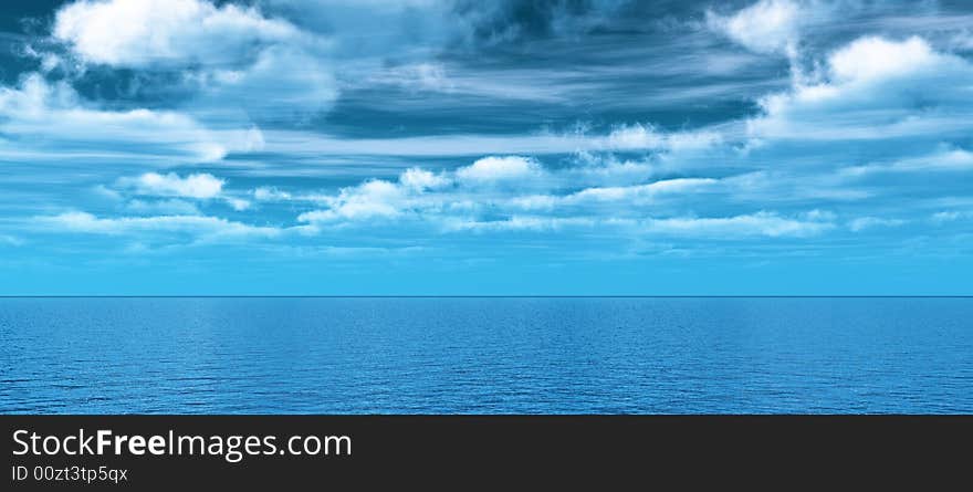 Beautiful sea and clouds sky - digital artwork. Beautiful sea and clouds sky - digital artwork