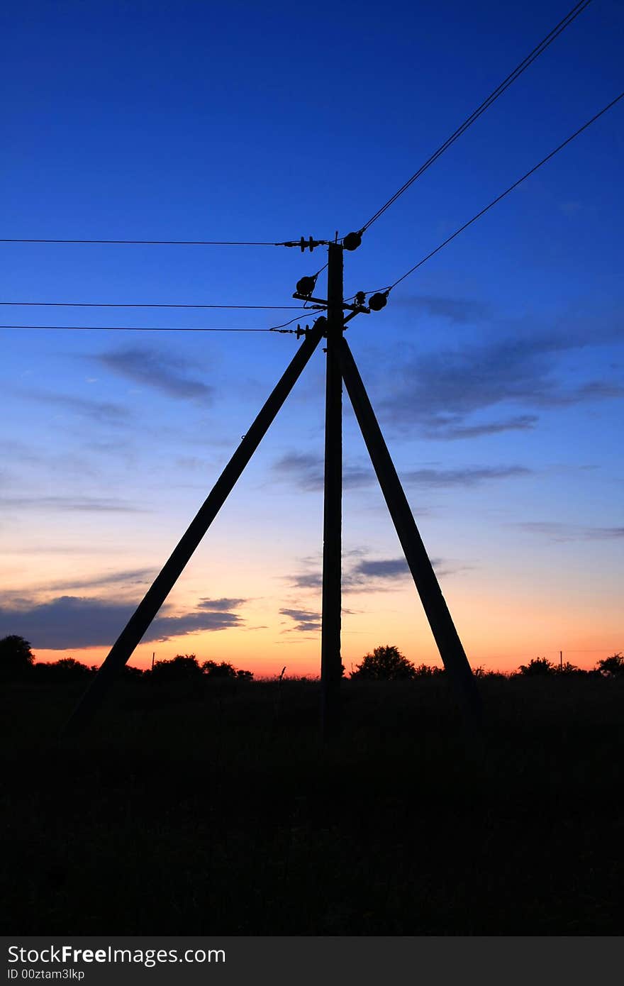 Night Scene With Electric Columns