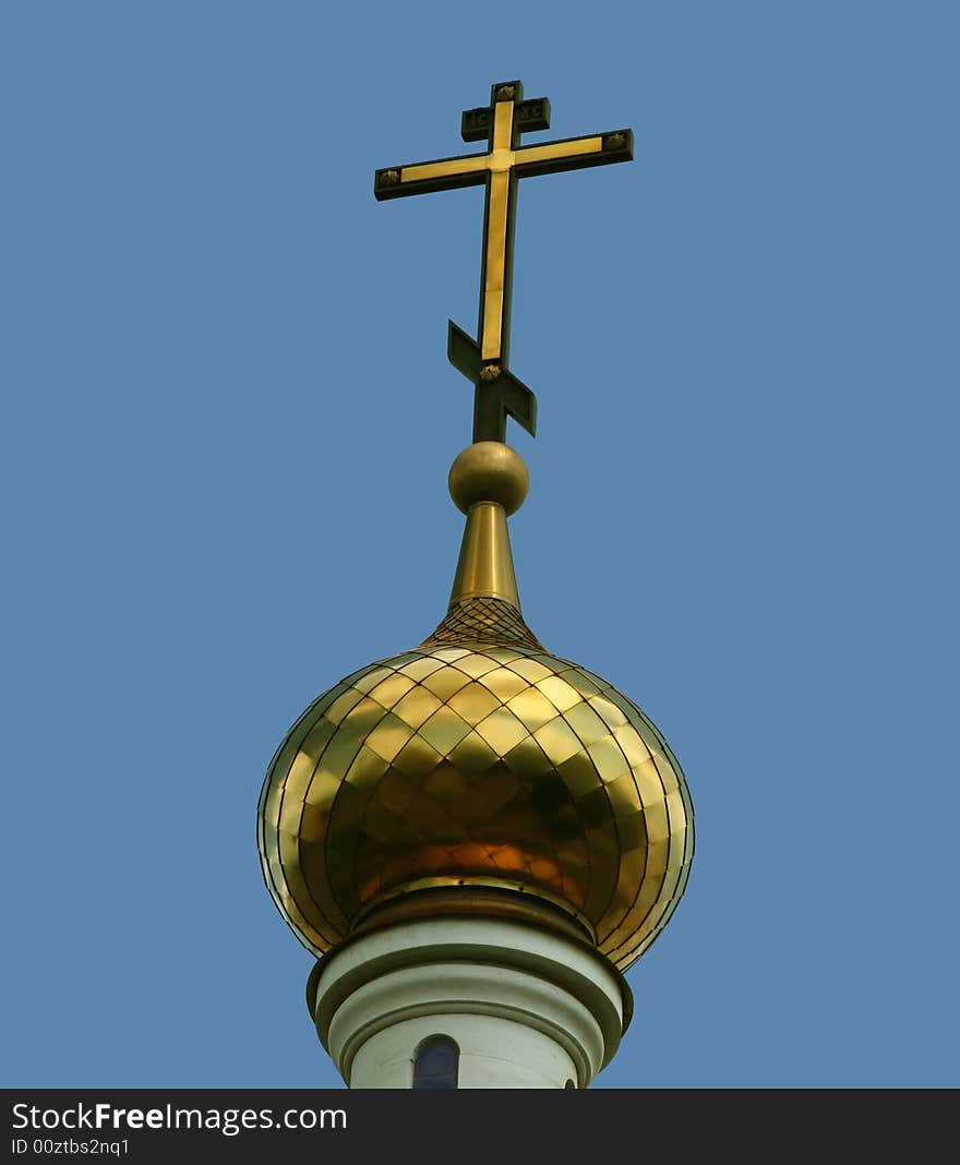 Golden cupola of russian orthodox church. Golden cupola of russian orthodox church