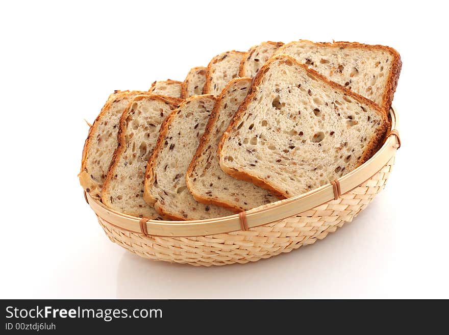 Sliced bread on white background