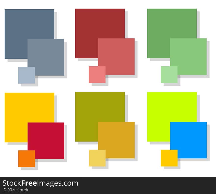 An illustration featuring your choice of simple coloured, layered square tiles in gray-blue,wine,green, and multi-coloured. An illustration featuring your choice of simple coloured, layered square tiles in gray-blue,wine,green, and multi-coloured