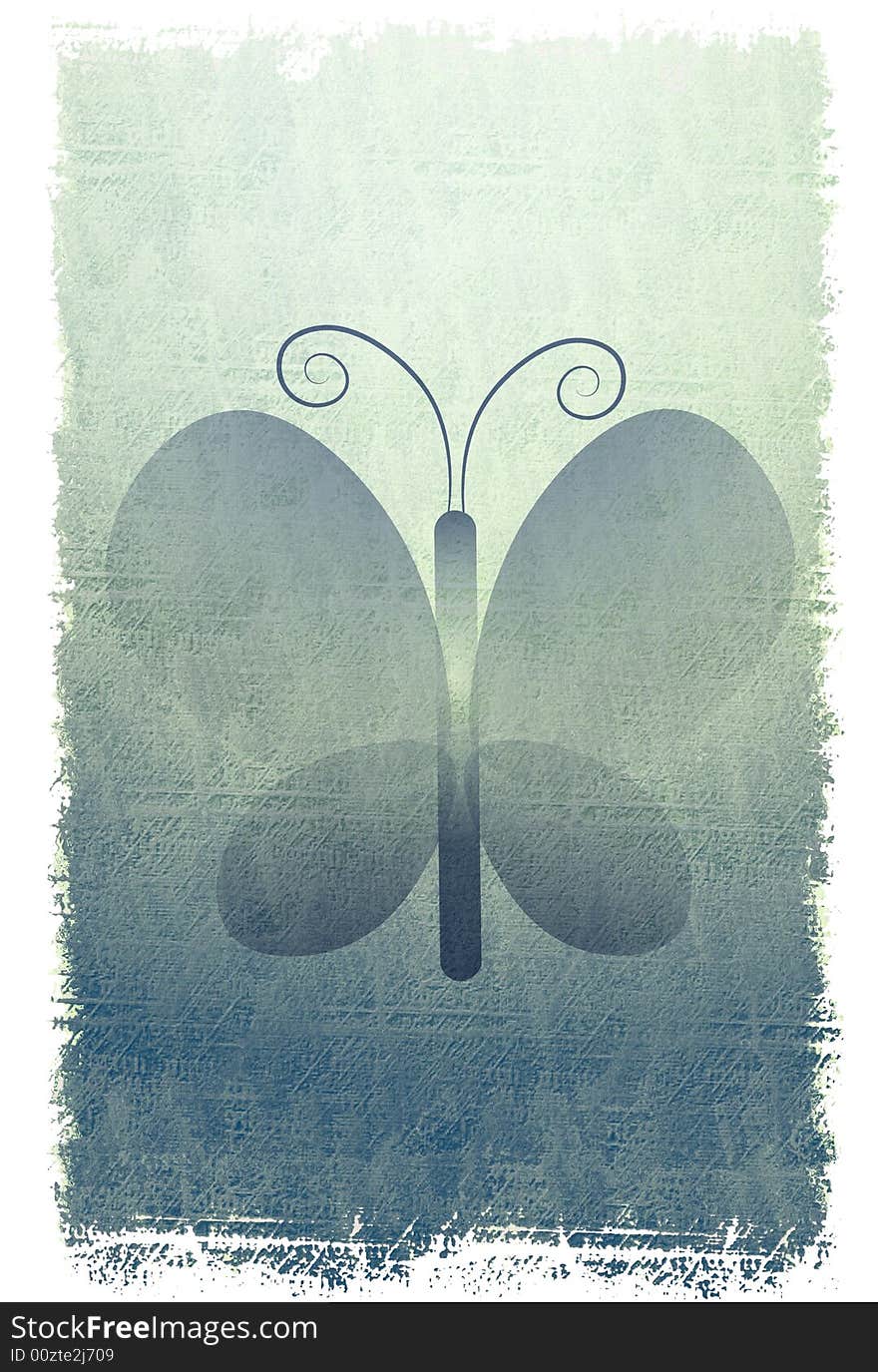 An illustration featuring a butterfly design on rustic blue background. An illustration featuring a butterfly design on rustic blue background