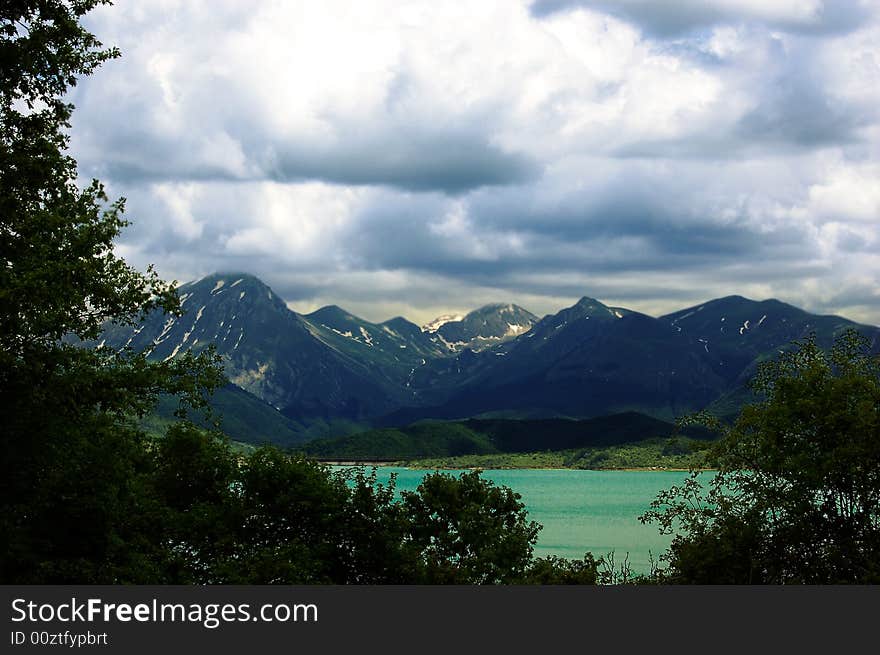 Mountains view with threatening sky. Mountains view with threatening sky