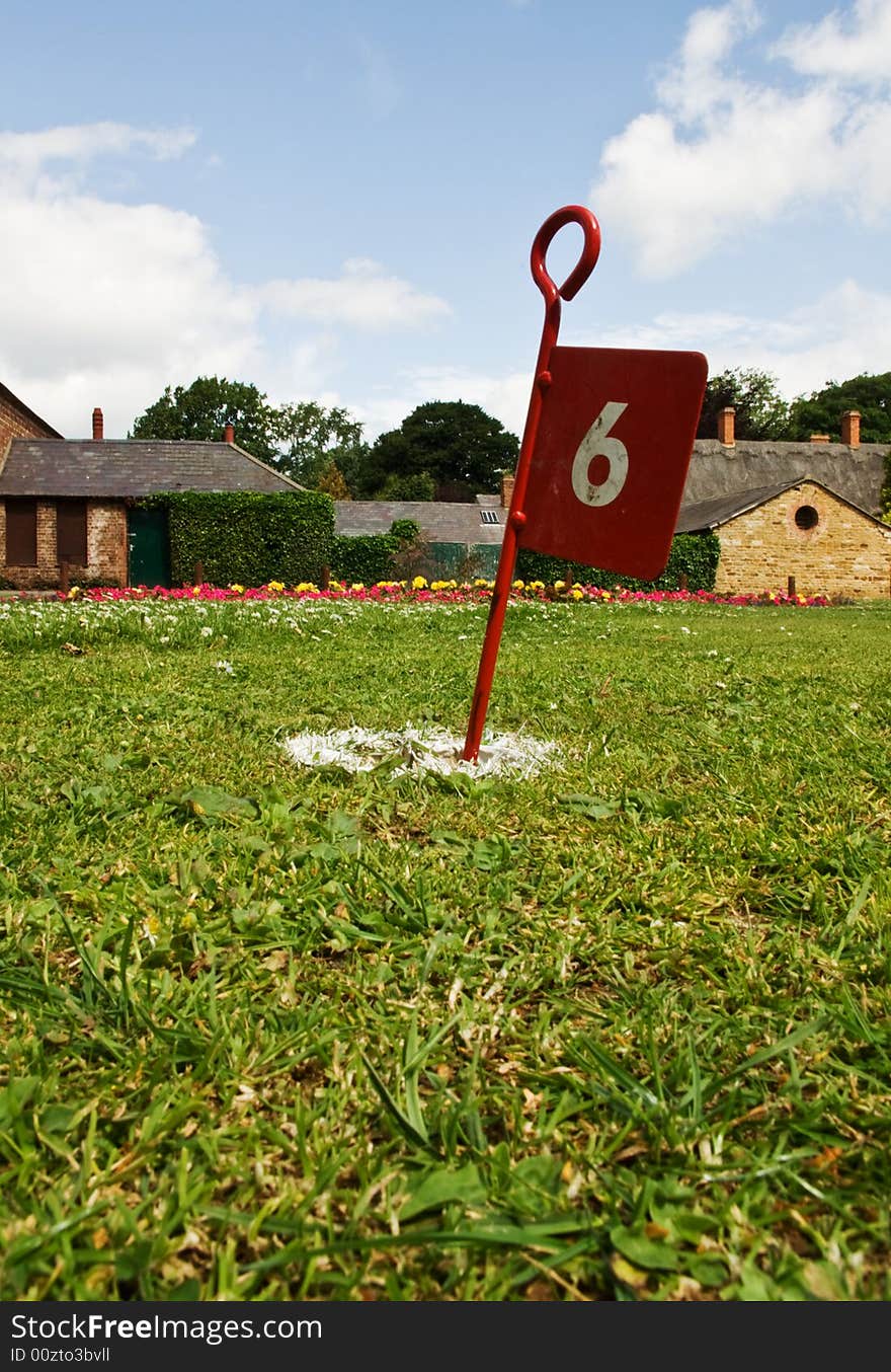 A pitch and putt green in an urban park. A pitch and putt green in an urban park