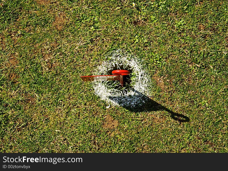 A pitch and putt green in an urban park. A pitch and putt green in an urban park