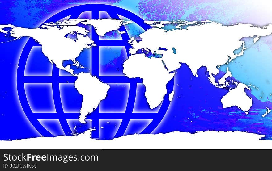 Photo of  globe in blue and white.