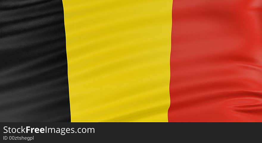 3D Belgian flag with fabric surface texture. White background.