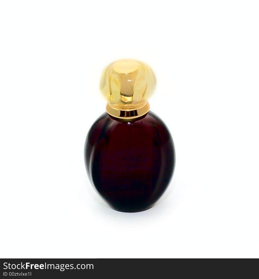 Black bottle of spirits isolated on white