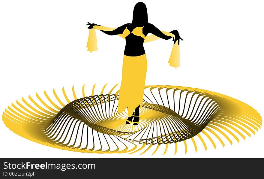 Illustration of belly dancer, yellow