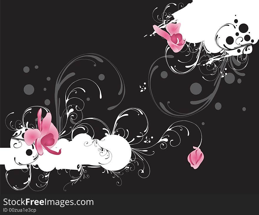 Illustration of a decorative background with orchids. Illustration of a decorative background with orchids