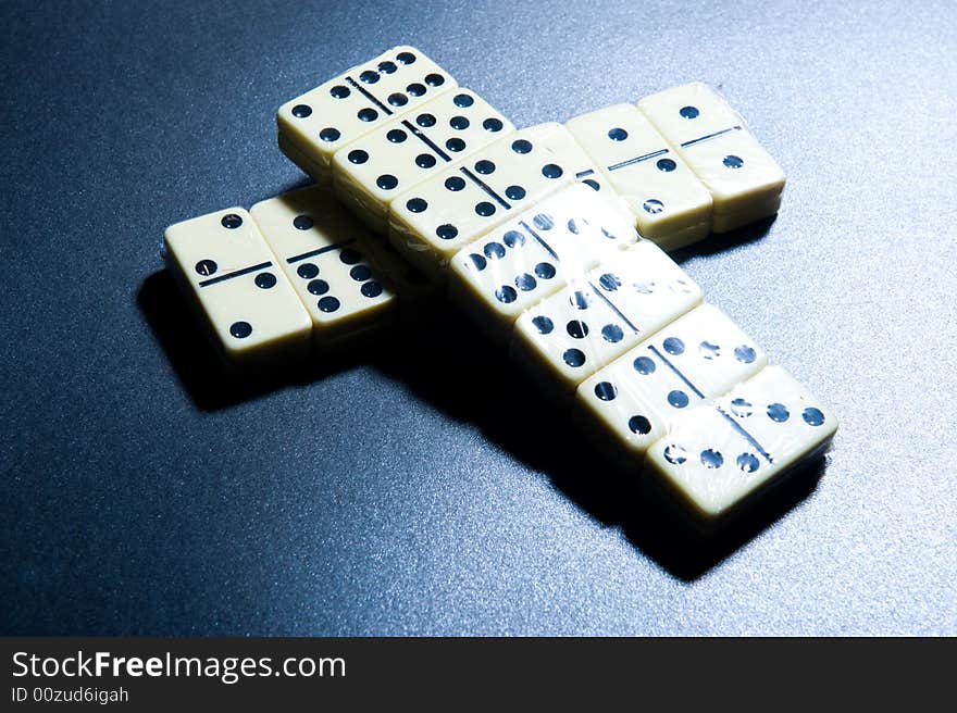 Close up of group dominoes. Business concept