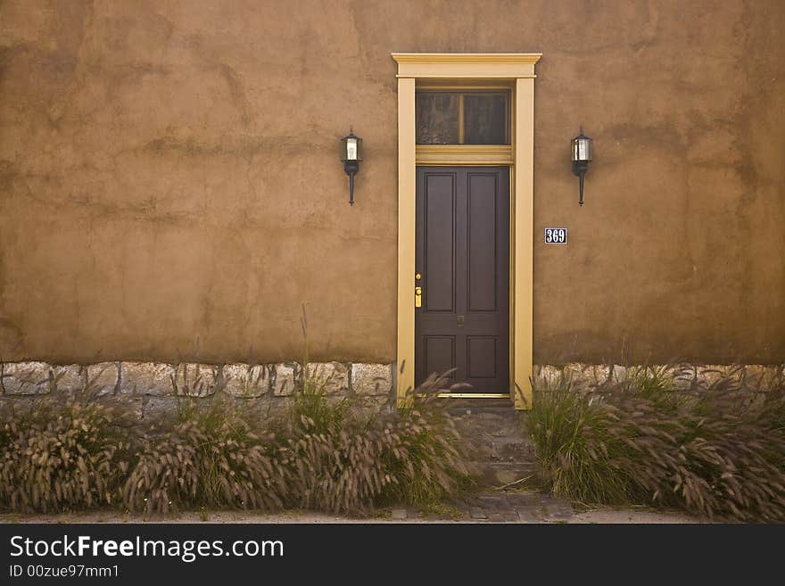 Doorway into renovated adobe residence. Doorway into renovated adobe residence