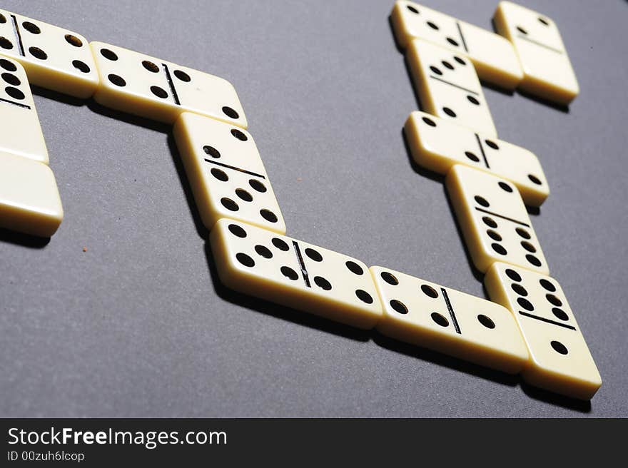 Close up of dominoes snake. Business concept. Close up of dominoes snake. Business concept