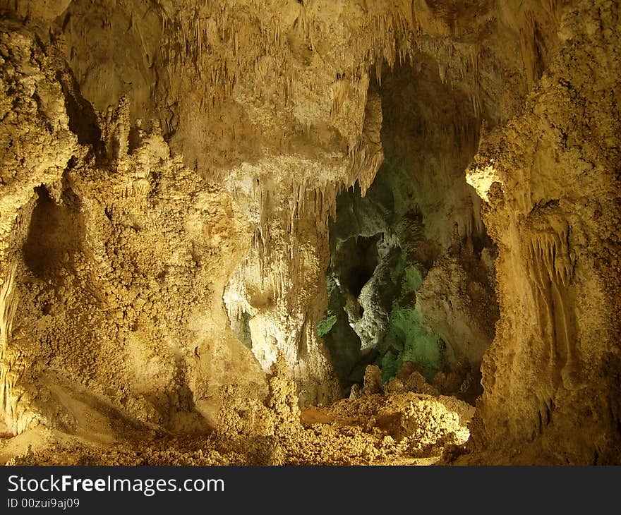 View of the caverns on the tour route inside Carlsbad National Park.