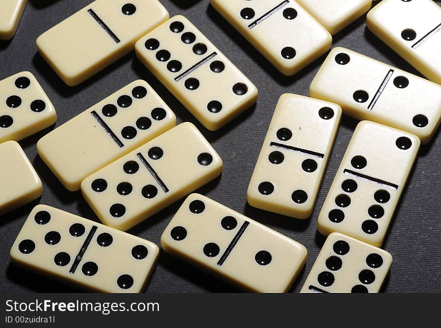 Close up of dominoes.