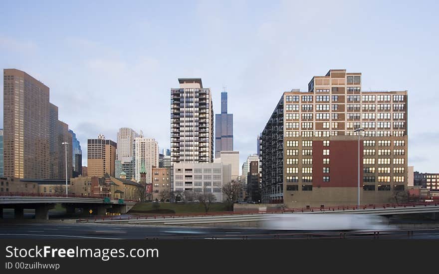 Downtown seen from west side   -  Chicago, IL.