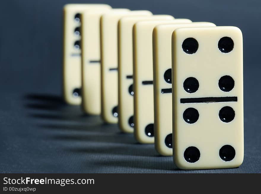 Close up of group dominoes. Business concept