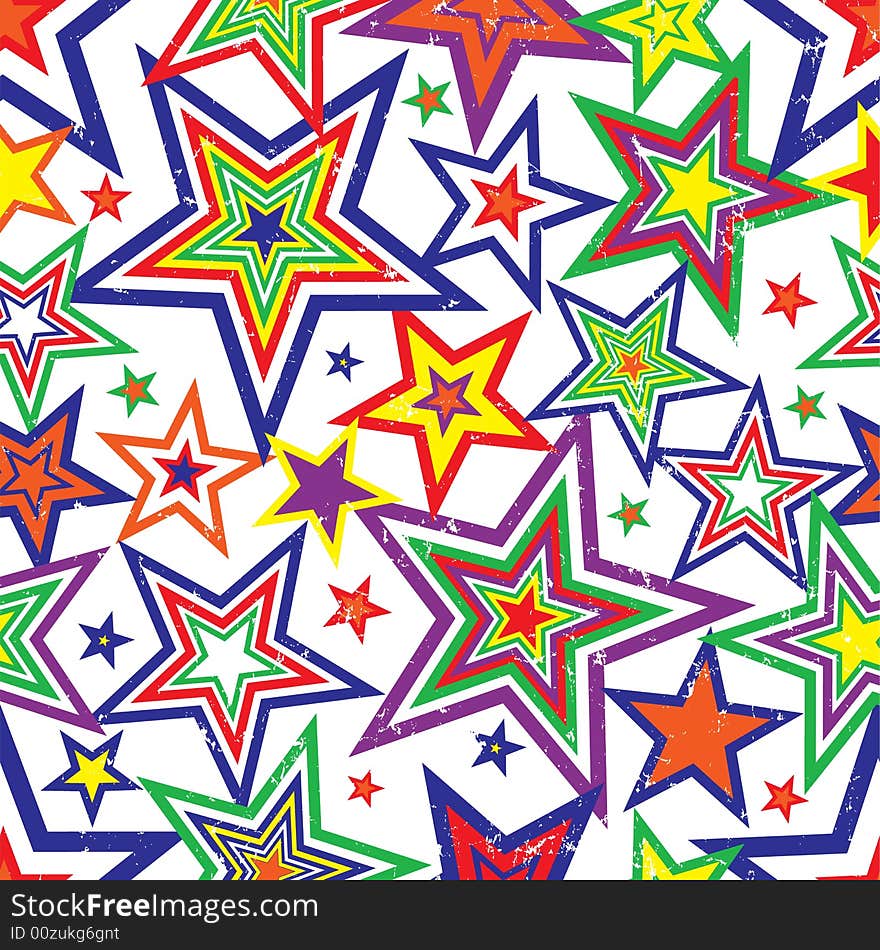 Illustration of bright rainbow colored stars background design. Illustration of bright rainbow colored stars background design