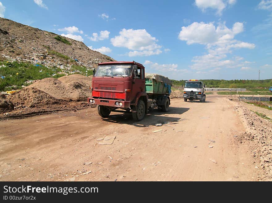 Trash pickup on the dumping ground garbages