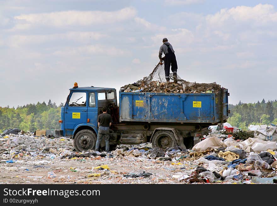 Trash pickup on the dumping ground garbages